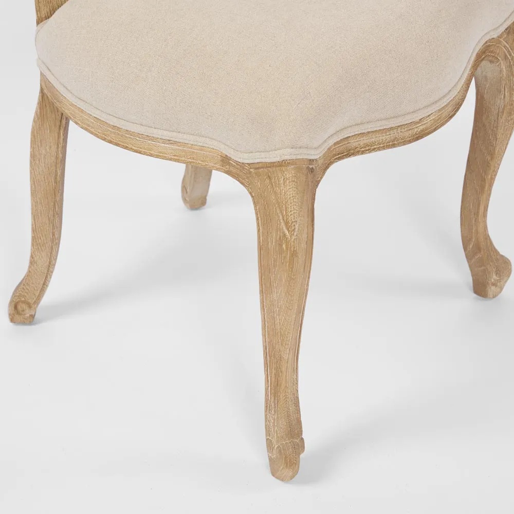 Louis VX1 Shield Back Oak & Linen Dining Chair, 50cm x 65 x 97cm (RRP $749) - Image 4