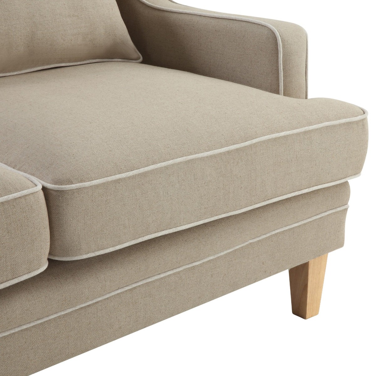 Bondi Hamptons 2 Seat Sofa Natural W/White Piping, W 155cm D 92cm H 94cm (RRP $1999) - Image 5