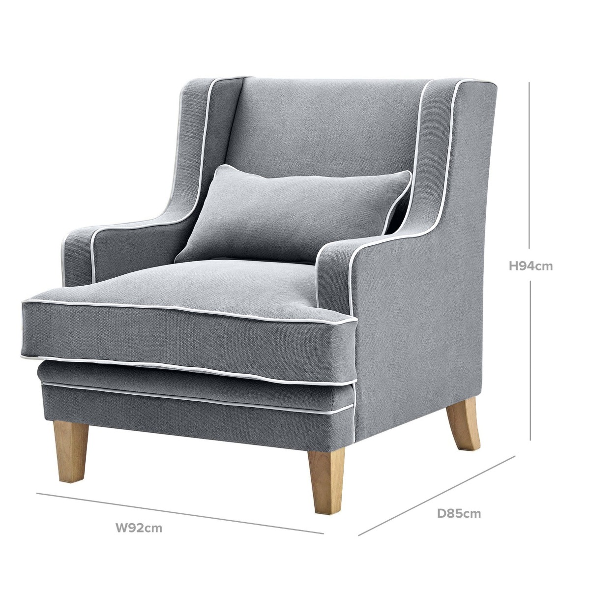 Bondi Hamptons Armchair Grey, W 92cm D 85cm H 94cm (RRP $1499) - Image 3