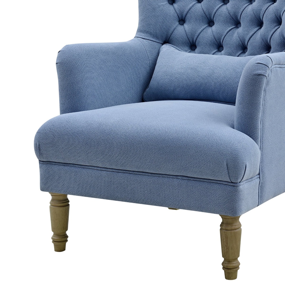 Bayside Hamptons Buttoned Armchair Linen Blend Slate Blue, 78cm x 87cm x 109cm (RRP $1499) - Image 6