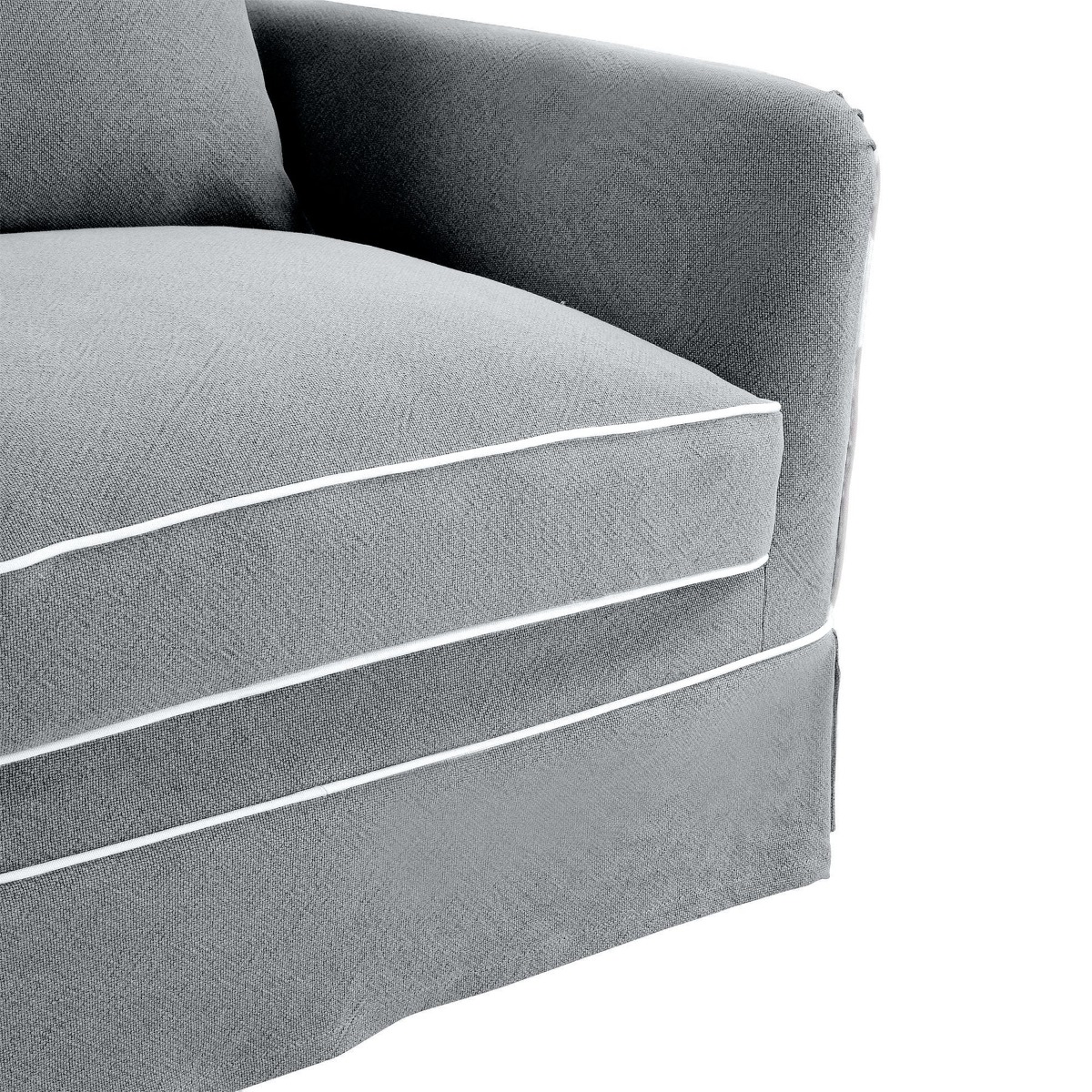 Noosa Hamptons Armchair Grey with White Piping, W 91cm D 90cm H 80cm (RRP $1699) - Image 7