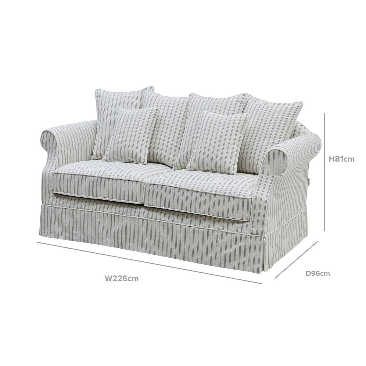 Avalon Hamptons 3 Seat Sofa Stone Stripe, W 226cm D 96cm H 81cm (RRP $3299) - Image 11