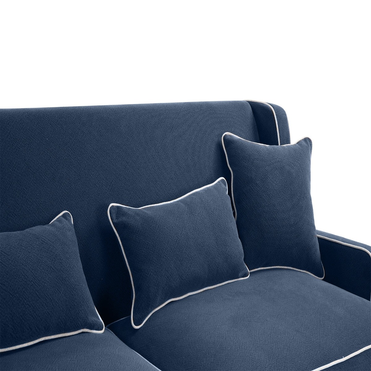 Bondi Hamptons 3 Seat Sofa Navy W/White Piping, W 215cm D 95cm H 94cm (RRP $2499) - Image 7