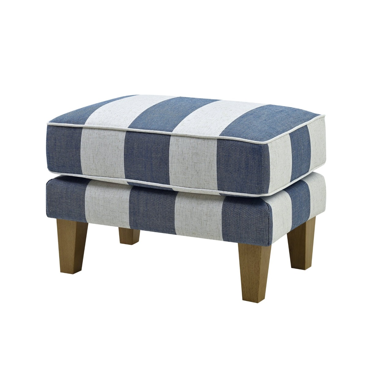 Bondi Hamptons Ottoman Denim/Cream Stripe, W 60cm D 40cm H 40cm (RRP $499) - Image 2