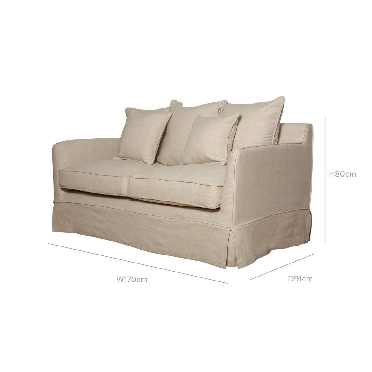 Noosa Hamptons 2 Seat Sofa Beige, W 170cm D 91cm H 80cm (RRP $2279) - Image 2