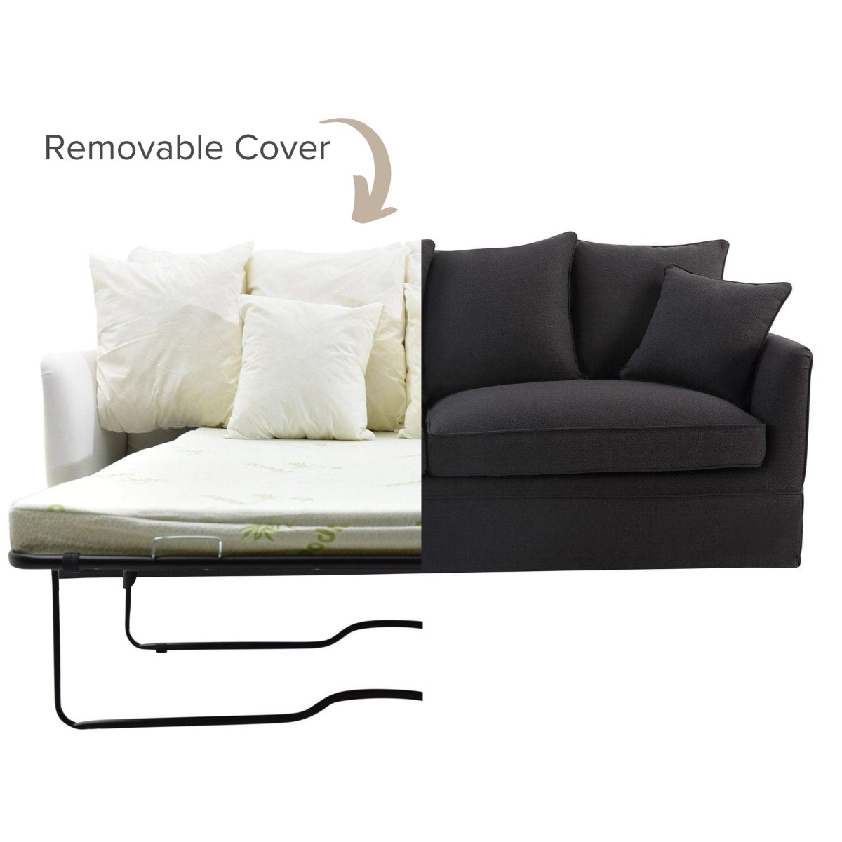 Noosa Hamptons 3 Seat Queen Sofa Bed Charcoal, W 221cm D 91cm H 80cm (RRP $4279) - Image 12