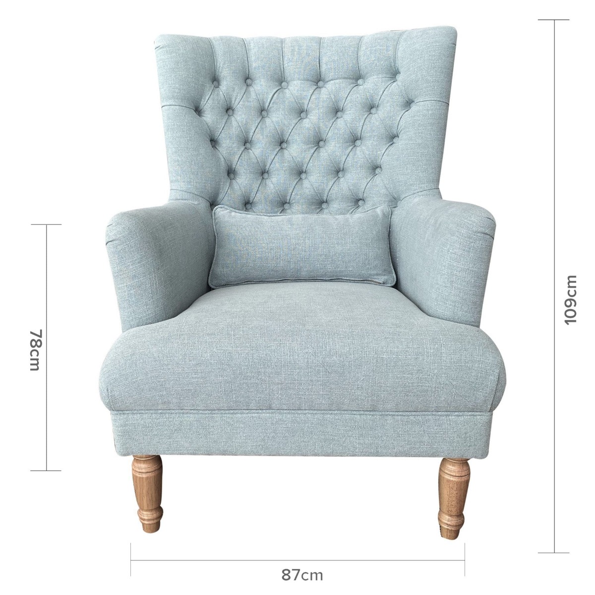 Bayside Hamptons Buttoned Armchair Linen Blend Pistachio, 78cm x 87cm x 109cm (RRP $1499) - Image 8
