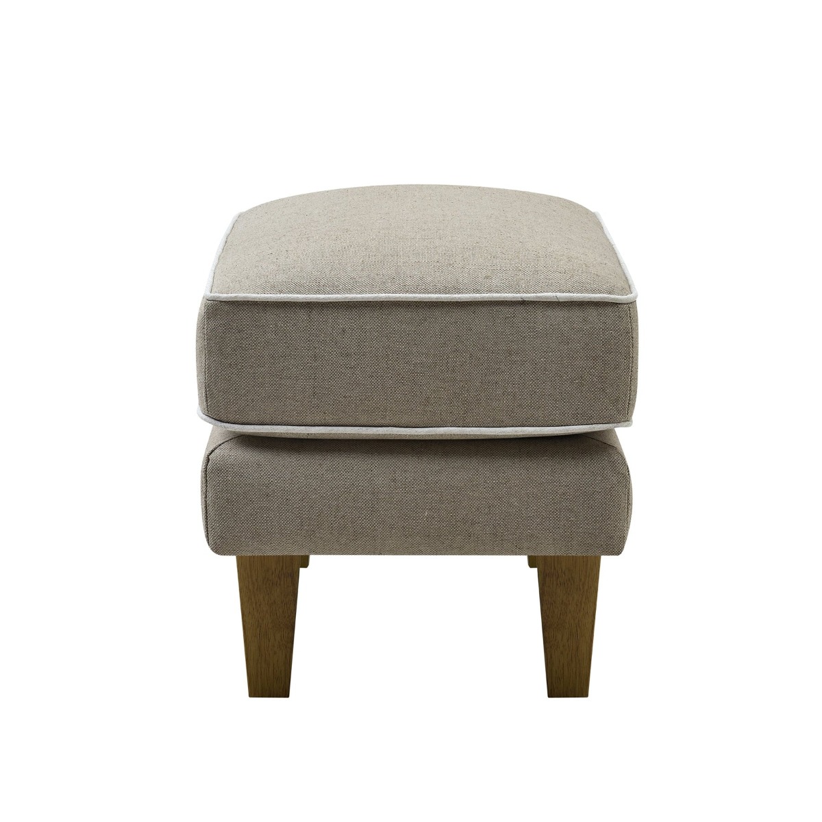 Bondi Hamptons Ottoman Natural W/White Piping, W 60cm D 40cm H 40cm (RRP $499) - Image 3
