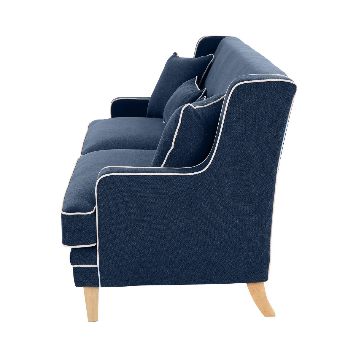Bondi Hamptons 3 Seat Sofa Navy W/White Piping, W 215cm D 95cm H 94cm (RRP $2499) - Image 9