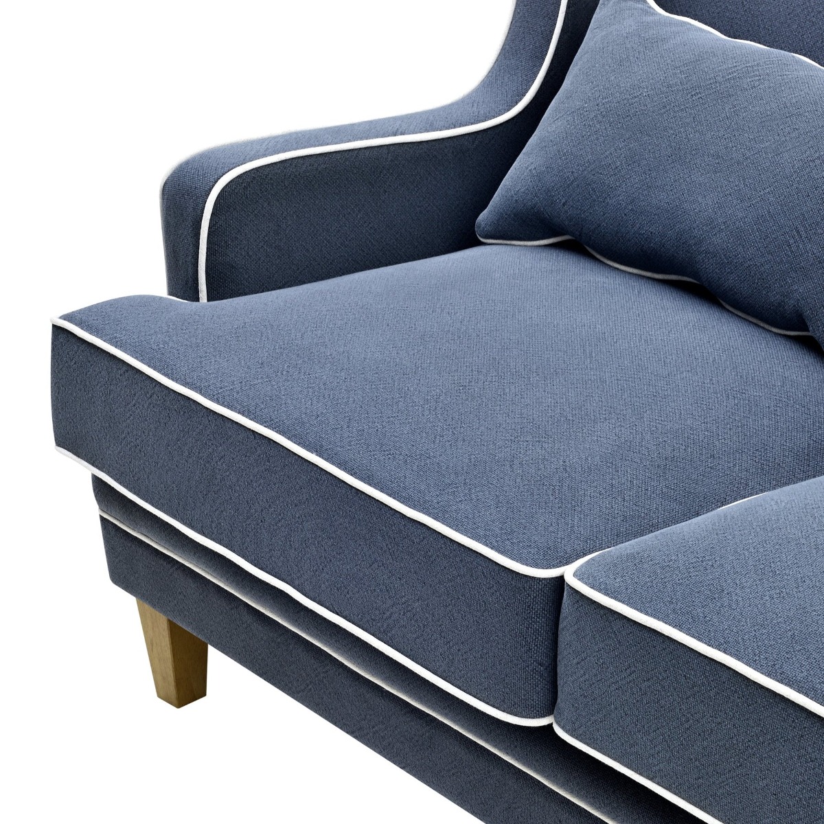 Bondi Hamptons 2 Seat Sofa Navy W/White Piping, W 155cm D 92cm H 94cm (RRP $1999) - Image 5
