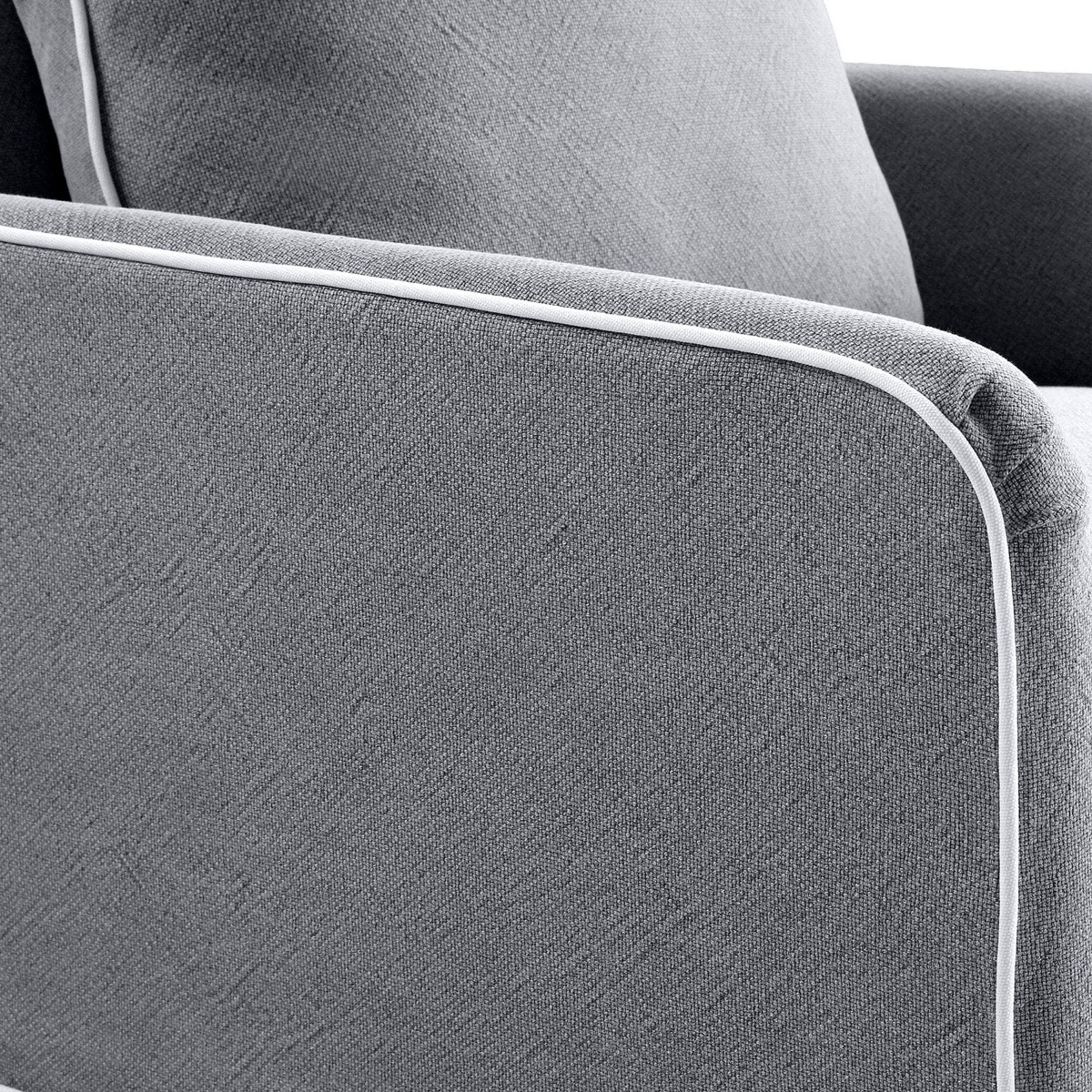 Noosa Hamptons Armchair Grey with White Piping, W 91cm D 90cm H 80cm (RRP $1699) - Image 8