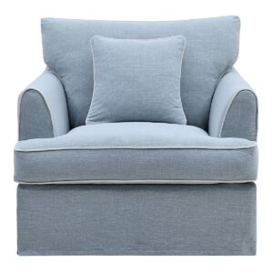 Byron Hamptons Armchair Beach with White Piping, W 99cm D 96cm H 78cm (RRP $1849)