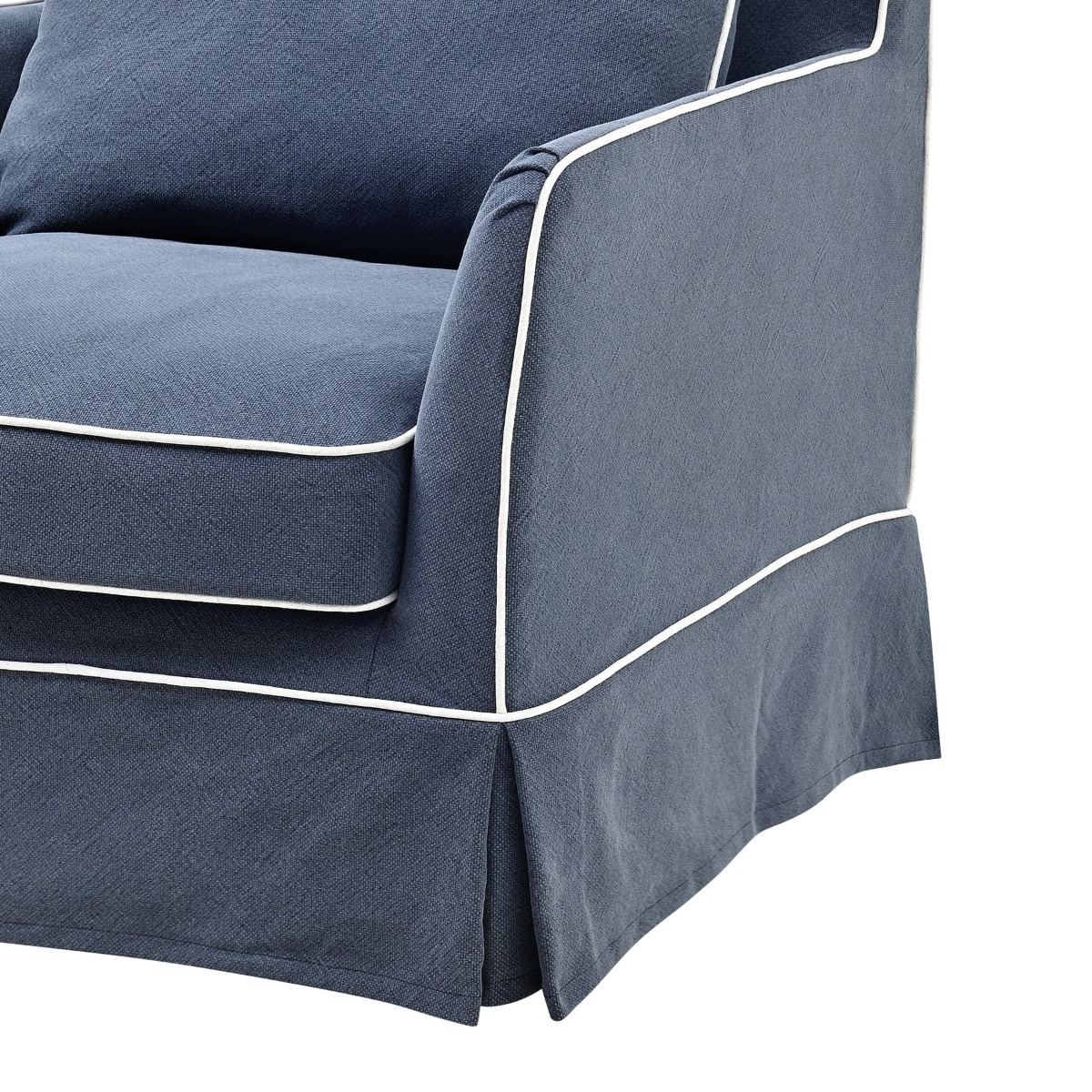 Slip Cover Only - Noosa Hamptons Armchair Navy W/White Piping, W 90cm D 91cm H 80cm (RRP $724) - Image 2