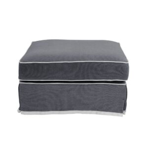 Noosa Hamptons Ottoman Grey W/White Piping, W 83cm D 83cm H 45cm (RRP $849)