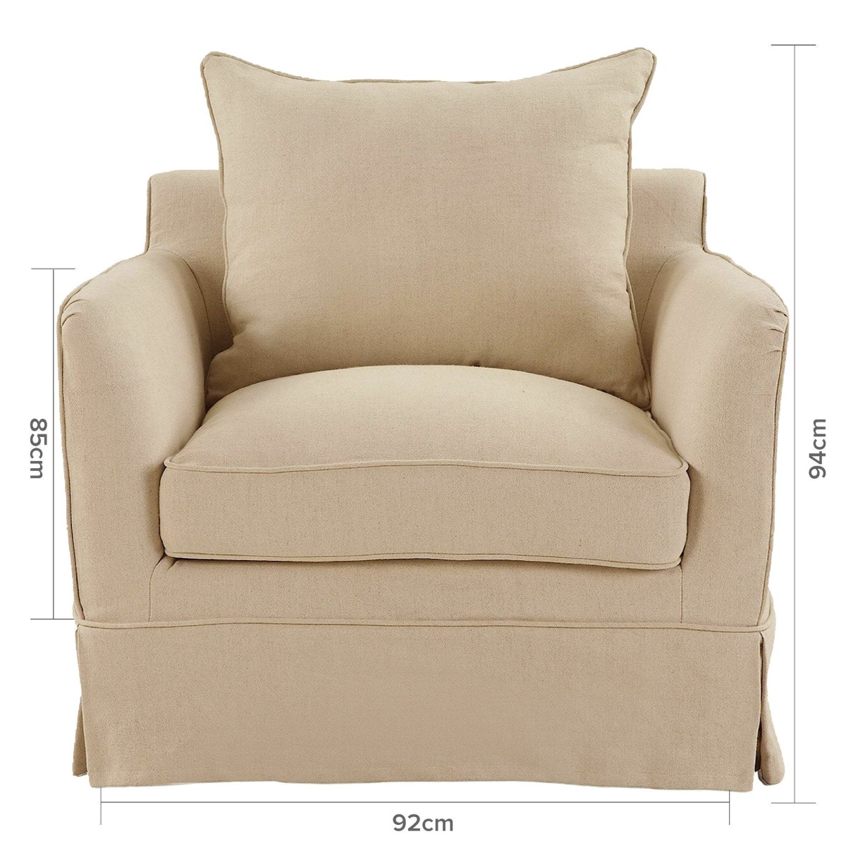 Slip Cover Only - Noosa Hamptons Armchair Beige, W 90cm D 91cm H 80cm (RRP $724) - Image 8