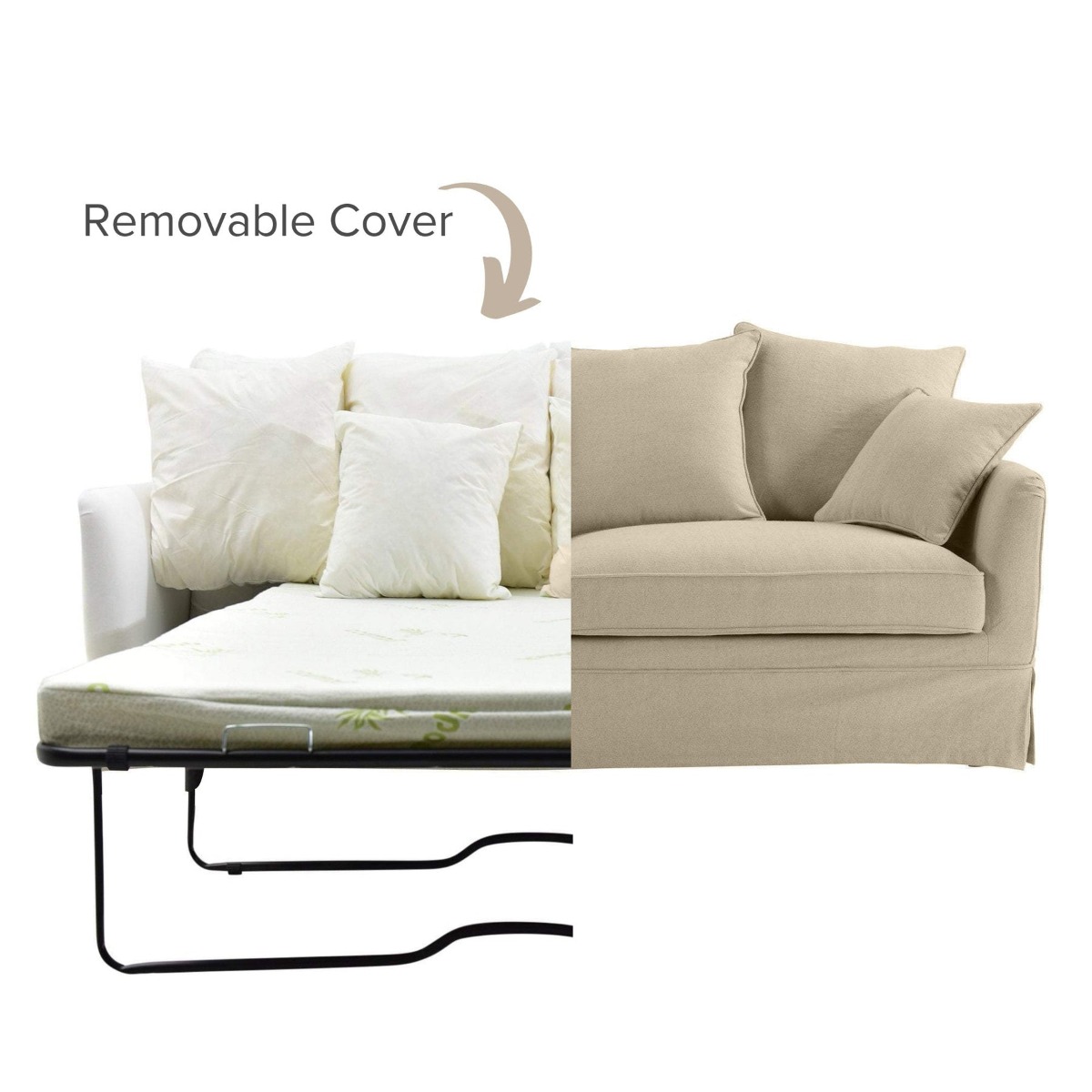 Noosa Hamptons 3 Seat Queen Sofa Bed Beige, W 221cm D 91cm H 80cm (RRP $4279) - Image 9