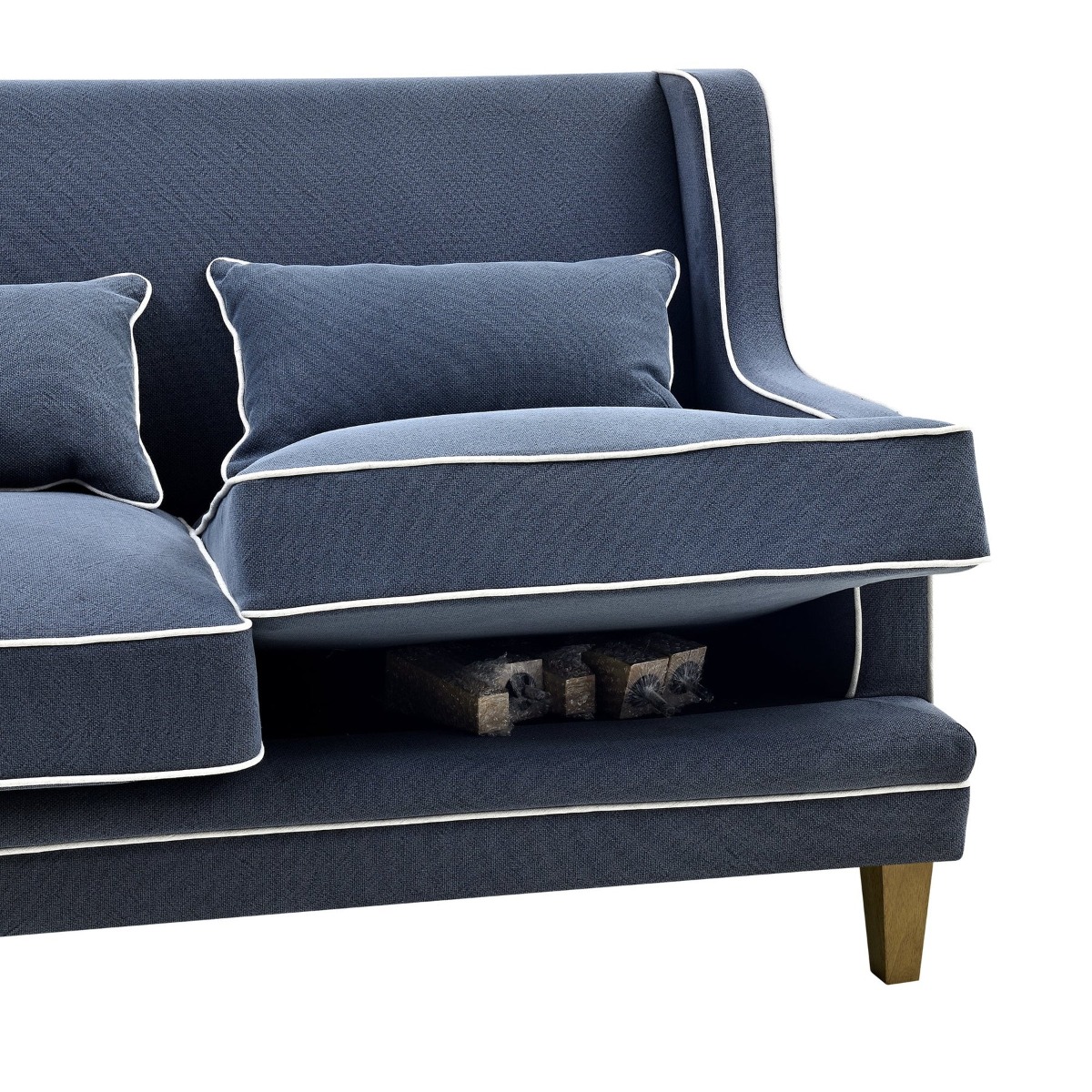 Bondi Hamptons 2 Seat Sofa Navy W/White Piping, W 155cm D 92cm H 94cm (RRP $1999) - Image 7