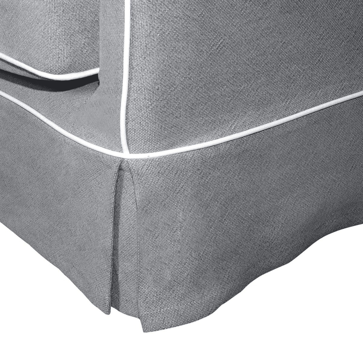 Slip Cover Only - Noosa Hamptons 1.5 Seat Sofa Grey W/White Piping, W 140cm D 91cm H 80cm (RRP $749) - Image 4