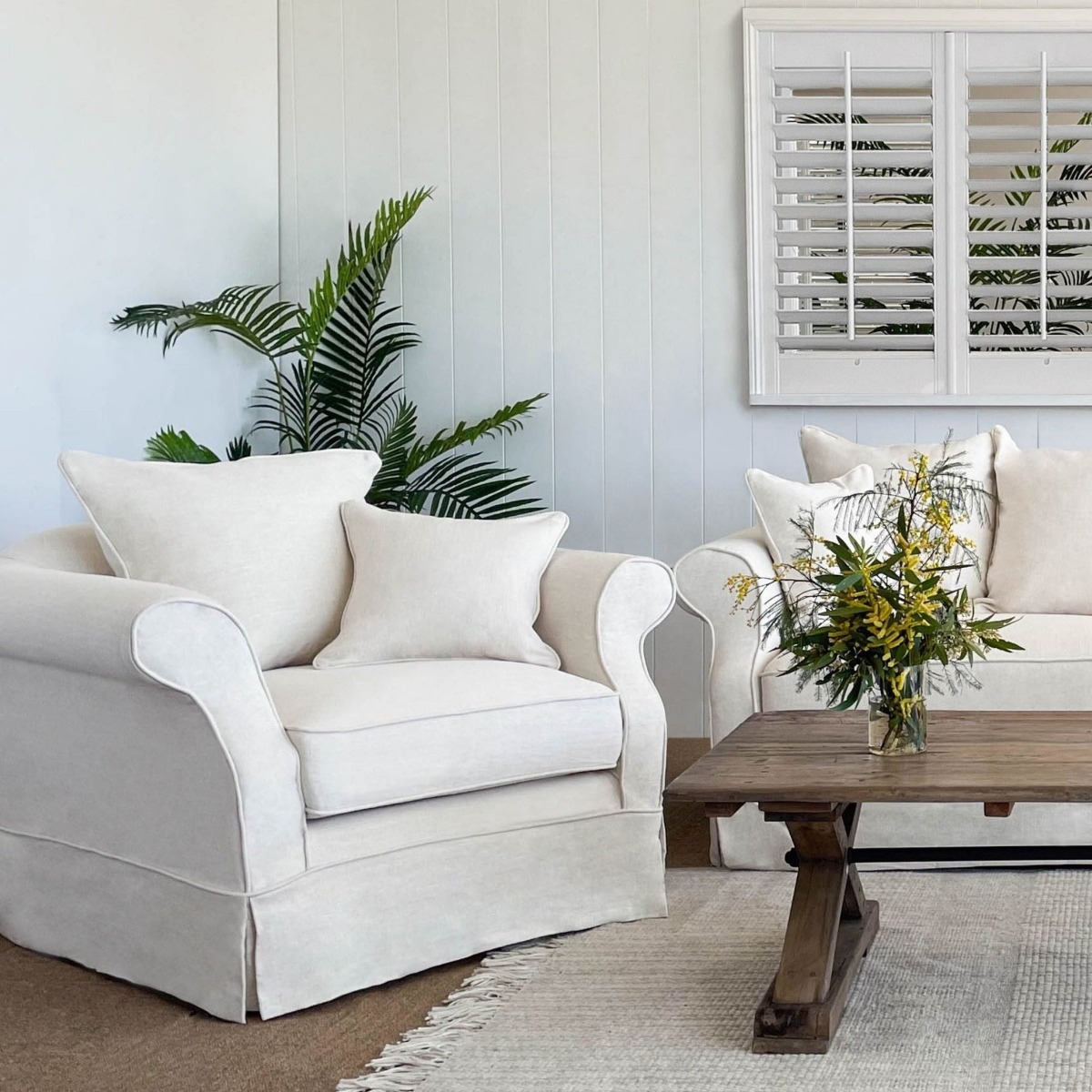 Avalon Hamptons Armchair Ivory, W 109cm D 96cm H 81cm (RRP $1899) - Image 10