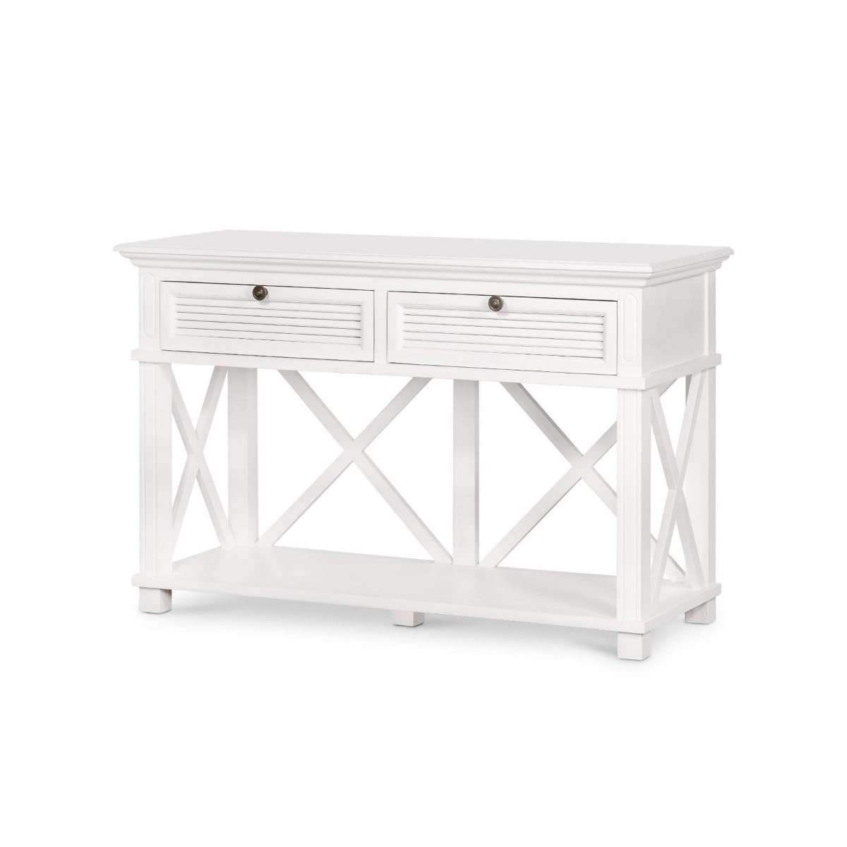 West Beach 2 Drawer Hamptons 130cm Console White, W 130cm D 50cm H 85cm (RRP $1099) - Image 3