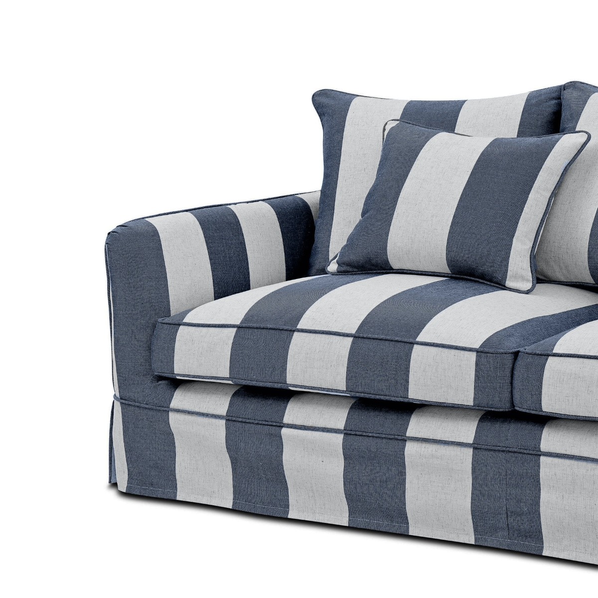 Noosa Hamptons 3 Seat Sofa Denim/Cream Stripe, W 221cm D 91cm H 80cm (RRP $3299) - Image 9