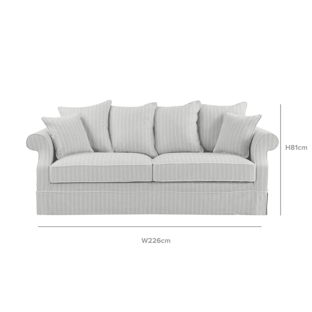 Avalon Hamptons 3 Seat Sofa Cloud Stripe, W 226cm D 96cm H 81cm (RRP $3299) - Image 12
