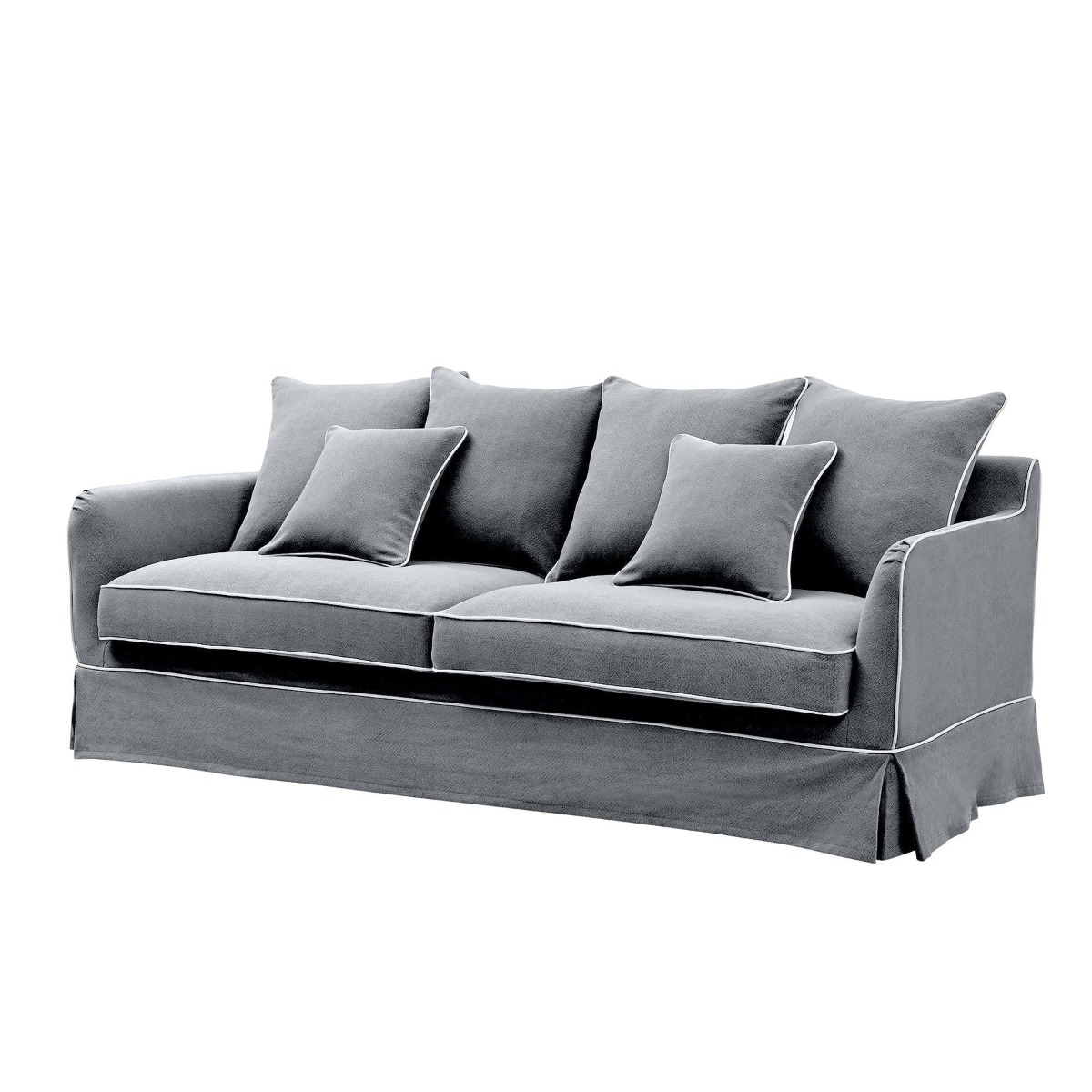 Noosa Hamptons 3 Seat Queen Sofa Bed Grey W/White Piping, W 221cm D 91cm H 80cm (RRP $4279) - Image 5