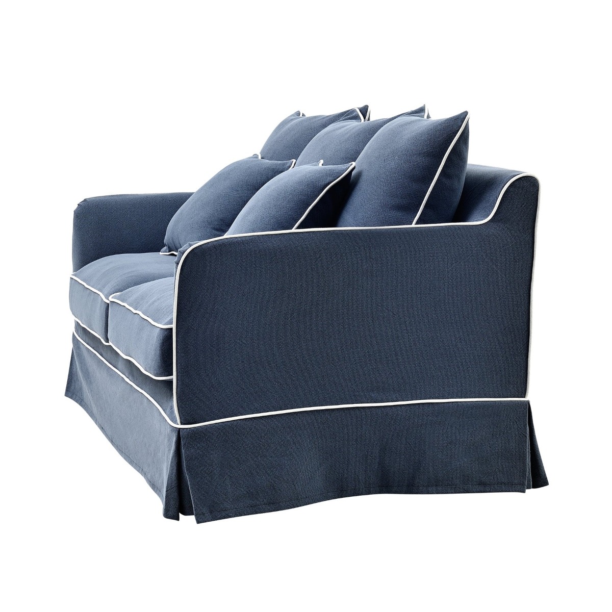Slip Cover Only - Noosa Hamptons 1.5 Seat Sofa Navy W/White Piping, W 140cm D 91cm H 80cm (RRP $749) - Image 9
