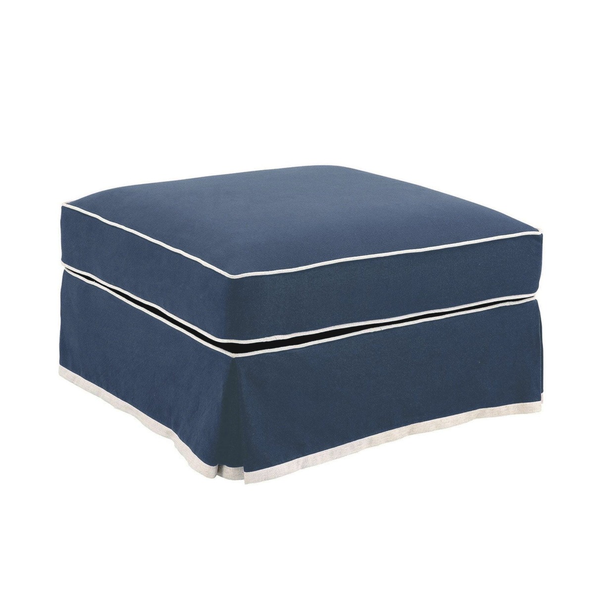 Slip Cover Only - Noosa Hamptons Ottoman Navy W/White Piping, W 83cm D 83cm H 45cm (RRP $299) - Image 4