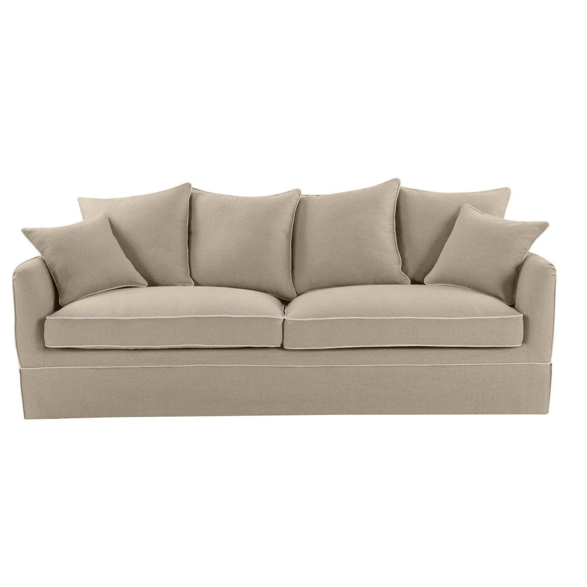 Slip Cover Only - Noosa Hamptons 3 Seat Sofa Natural W/White Piping, W 221cm D 91cm D 80cm (RRP $949) - Image 10