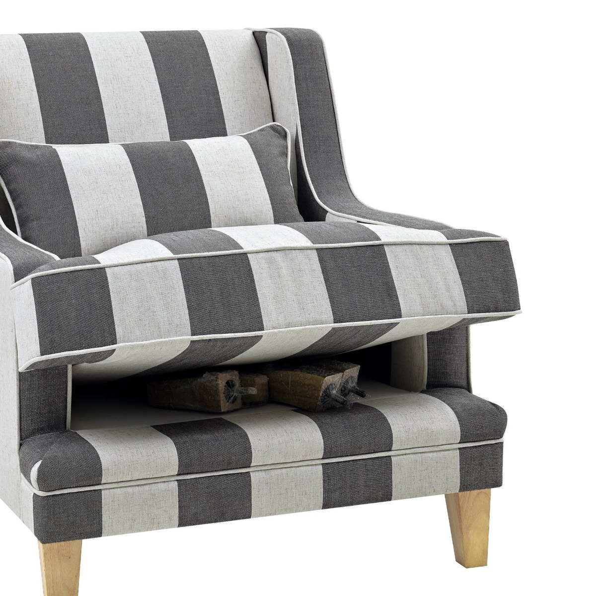 Bondi Hamptons Armchair Grey / Cream, W 92cm D 85cm H 94cm (RRP $1499) - Image 6