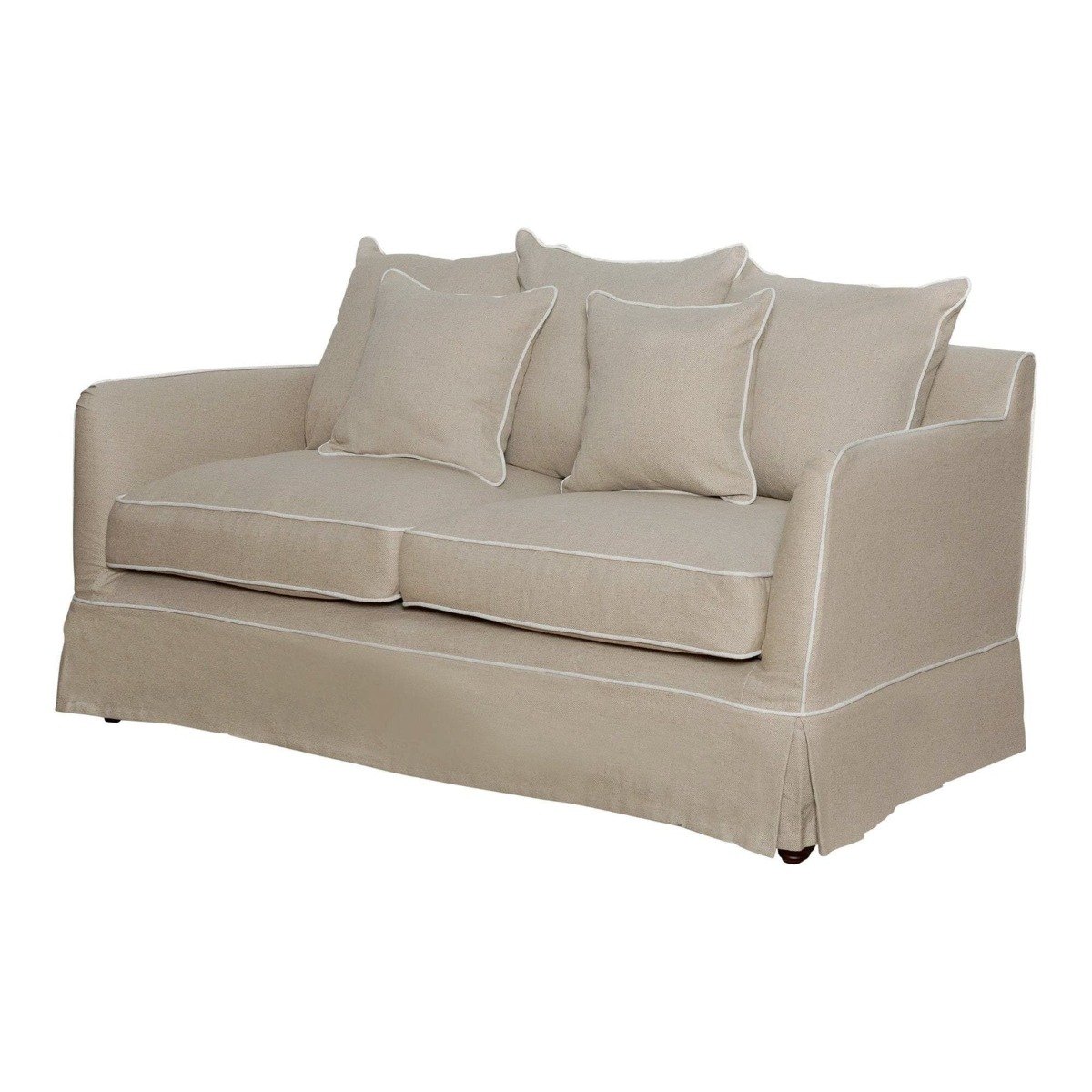 Slip Cover Only - Noosa Hamptons 2 Seat Sofa Natural W/White Piping, W 170cm D 91cm H 80cm (RRP $799) - Image 10