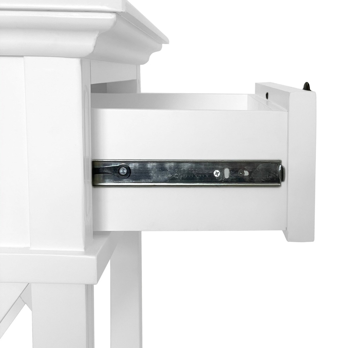 West Beach Hamptons Bedside Table W/Drawer White, W60 cm D60 cm H 65cm (RRP $499) - Image 4