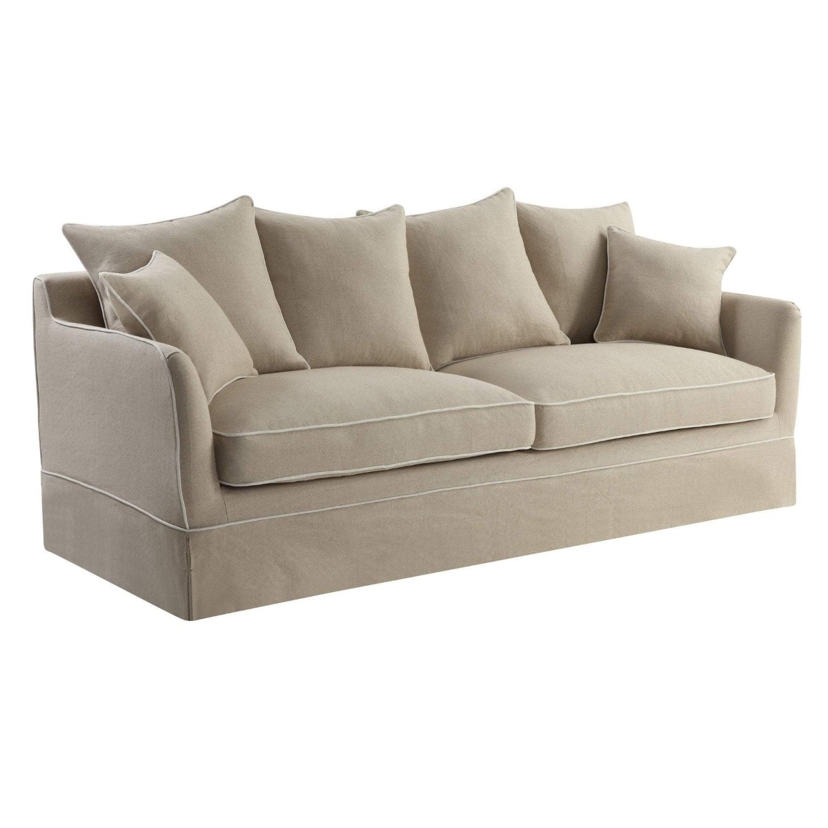 Noosa Hamptons 3 Seat Queen Sofa Bed Natural W/White Piping, W 221cm D 91cm H 80cm (RRP $4279) - Image 11