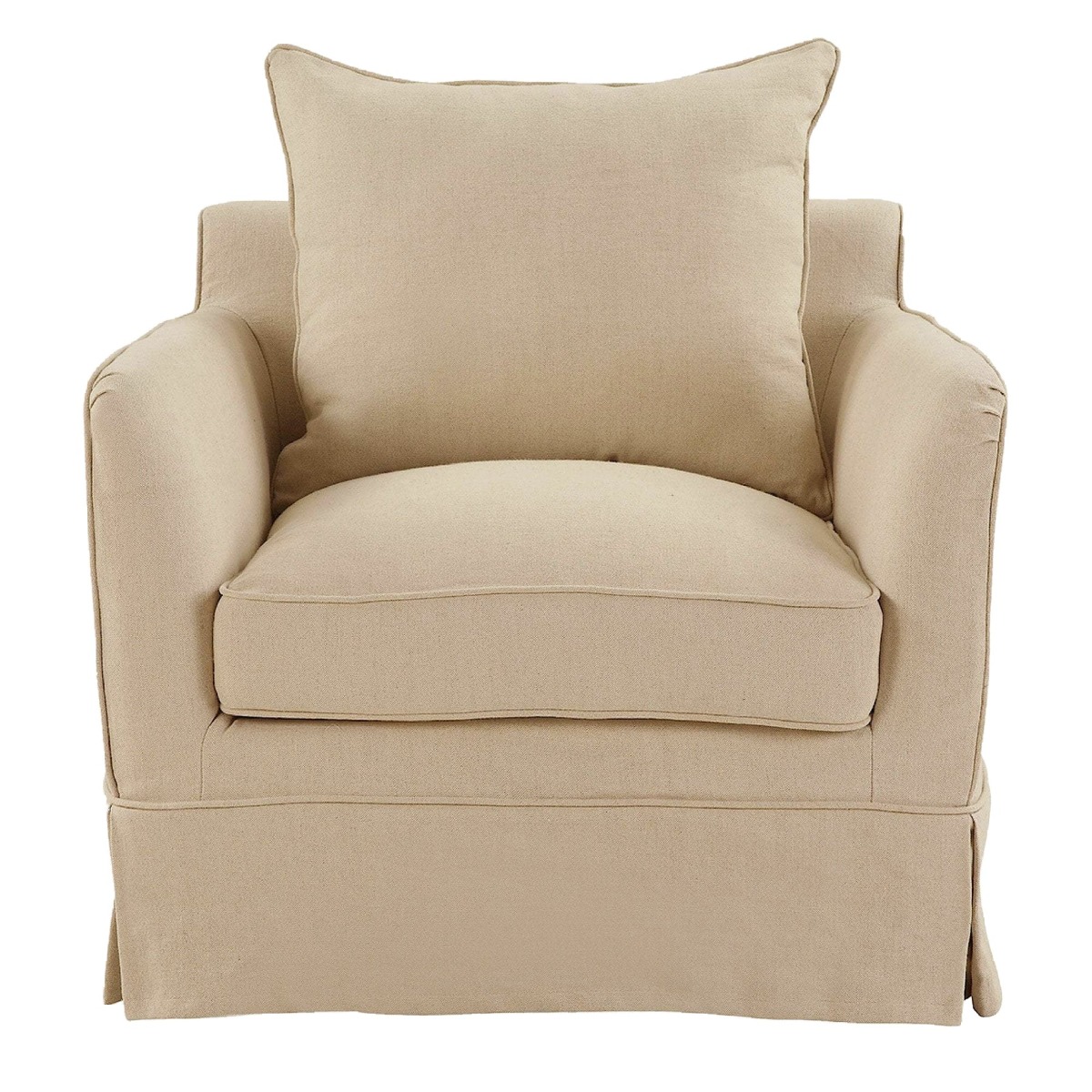 Slip Cover Only - Noosa Hamptons Armchair Beige, W 90cm D 91cm H 80cm (RRP $724) - Image 9
