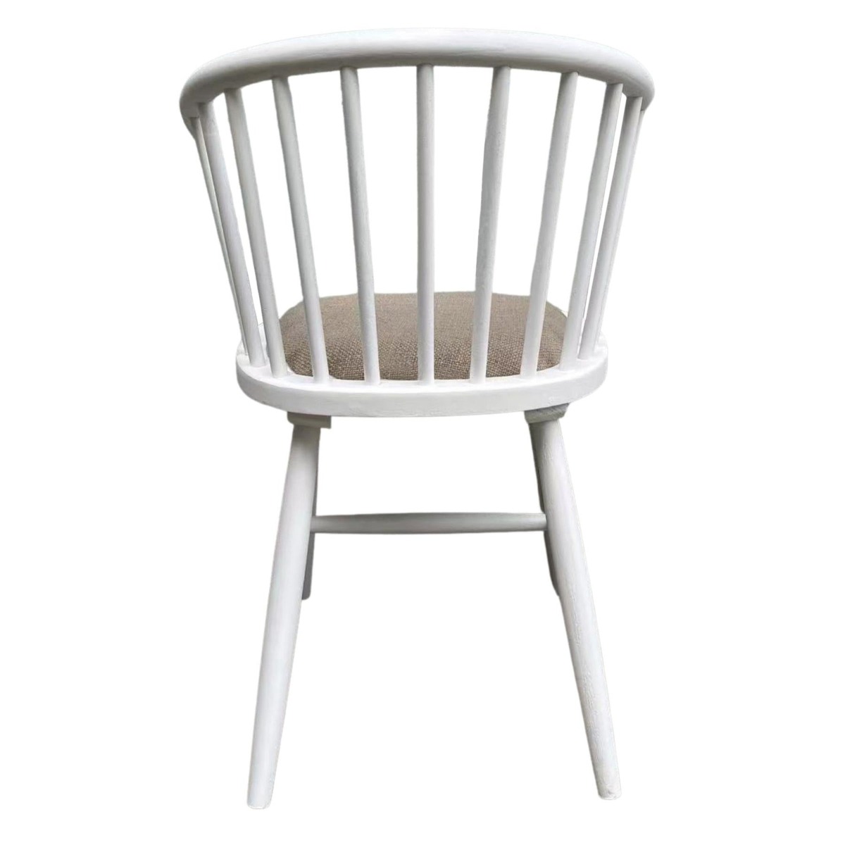 Round Curved Strip Back Elm Wood Dining Chair White Light Grey, W 56cm D 50cm H 80cm (RRP $369) - Image 4