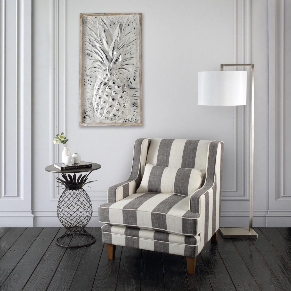 Bondi Hamptons Armchair Grey / Cream, W 92cm D 85cm H 94cm (RRP $1499) - Image 10