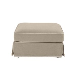 Noosa Hamptons Ottoman Natural W/White Piping, W 83cm D 83cm H 45cm (RRP $849)