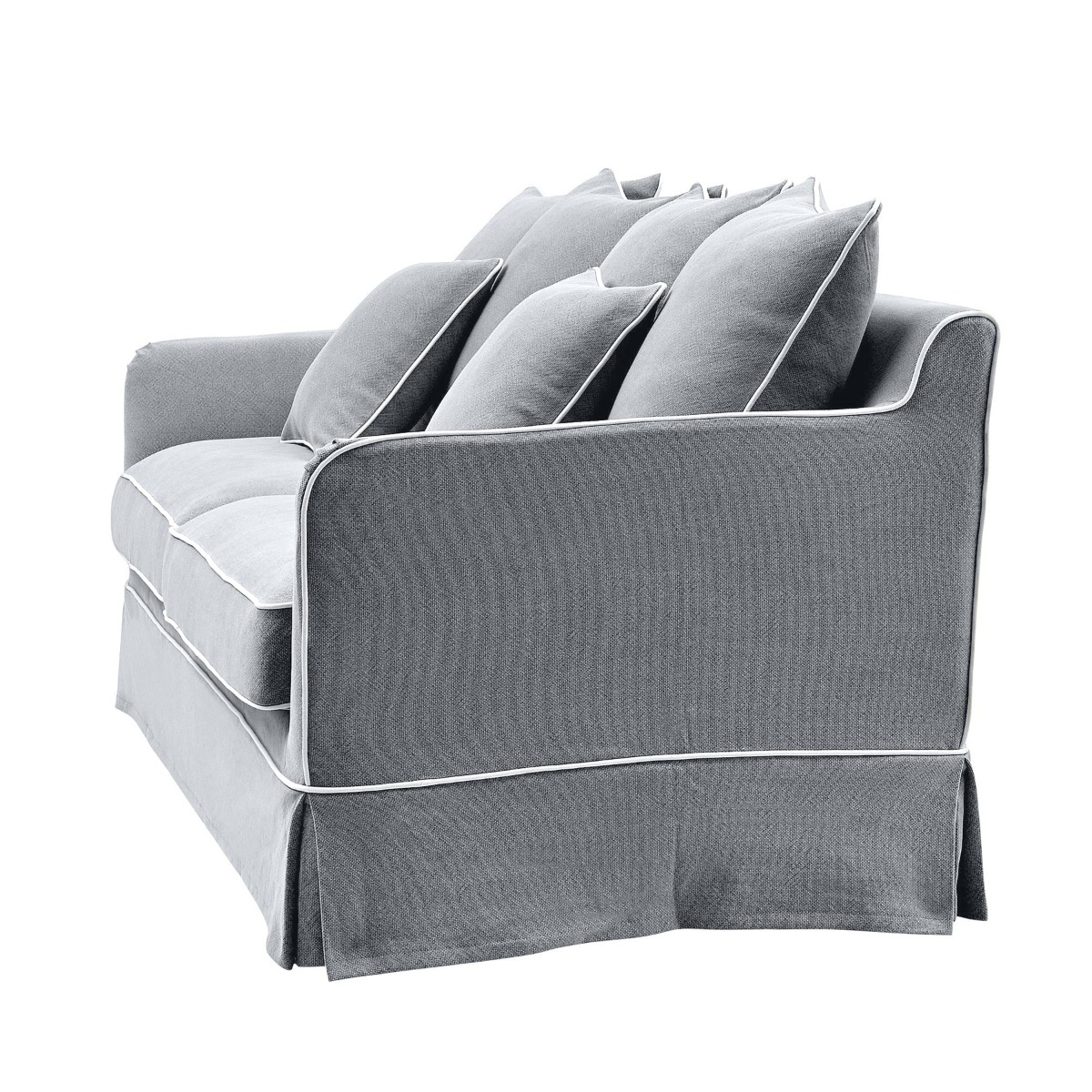 Noosa Hamptons 3 Seat Sofa Grey W/White Piping, W 221cm D 91cm H 80cm (RRP $3299) - Image 10