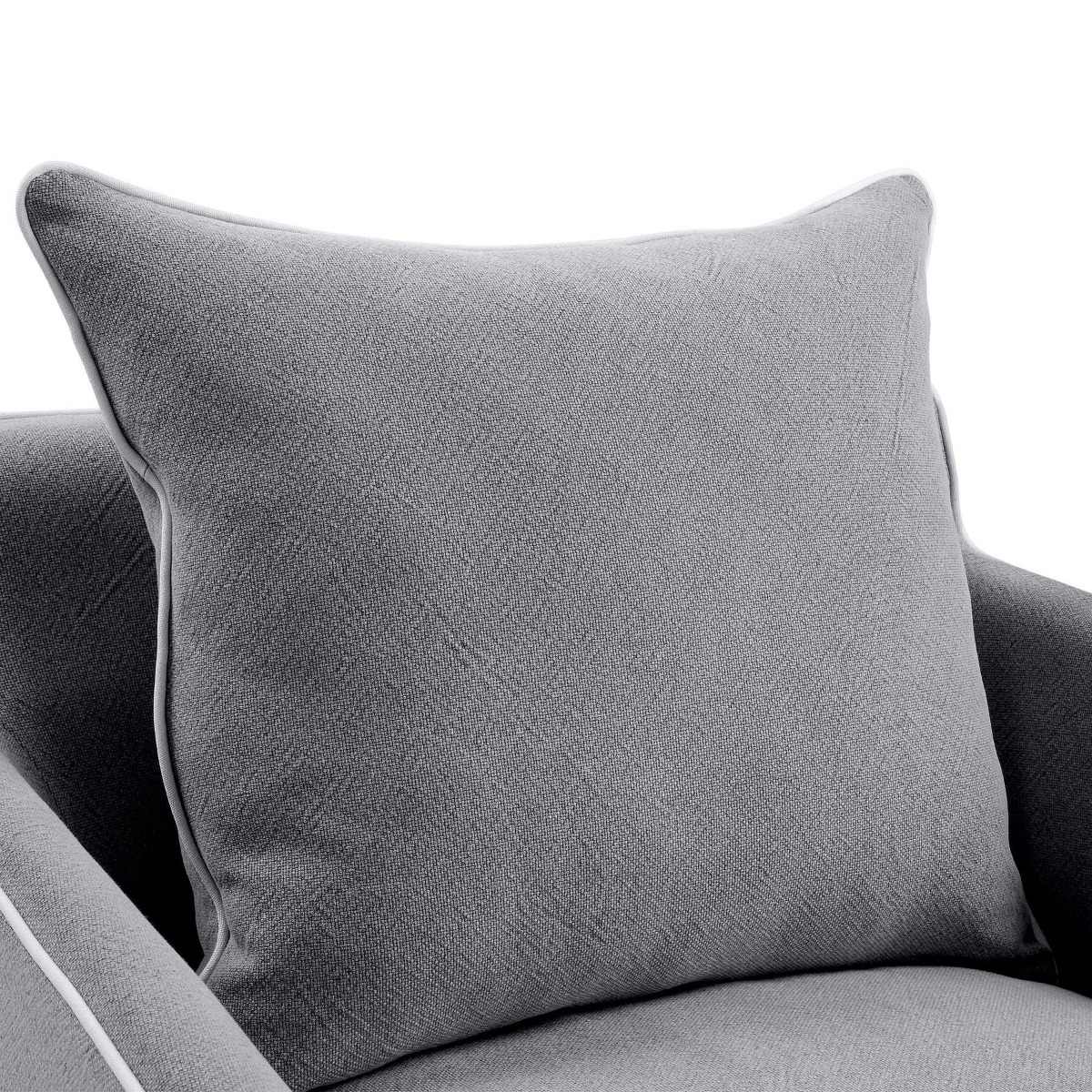 Noosa Hamptons Armchair Grey with White Piping, W 91cm D 90cm H 80cm (RRP $1699) - Image 4