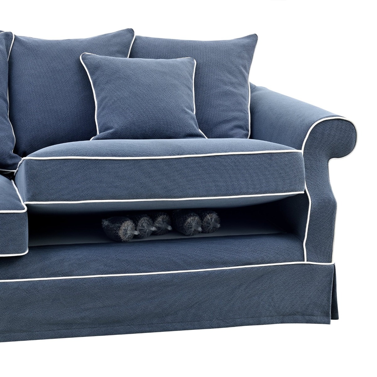 Slip Cover Only - Avalon Hamptons 3 Seat Sofa Navy, W 226cm W 96cm H 81cm (RRP $999) - Image 3