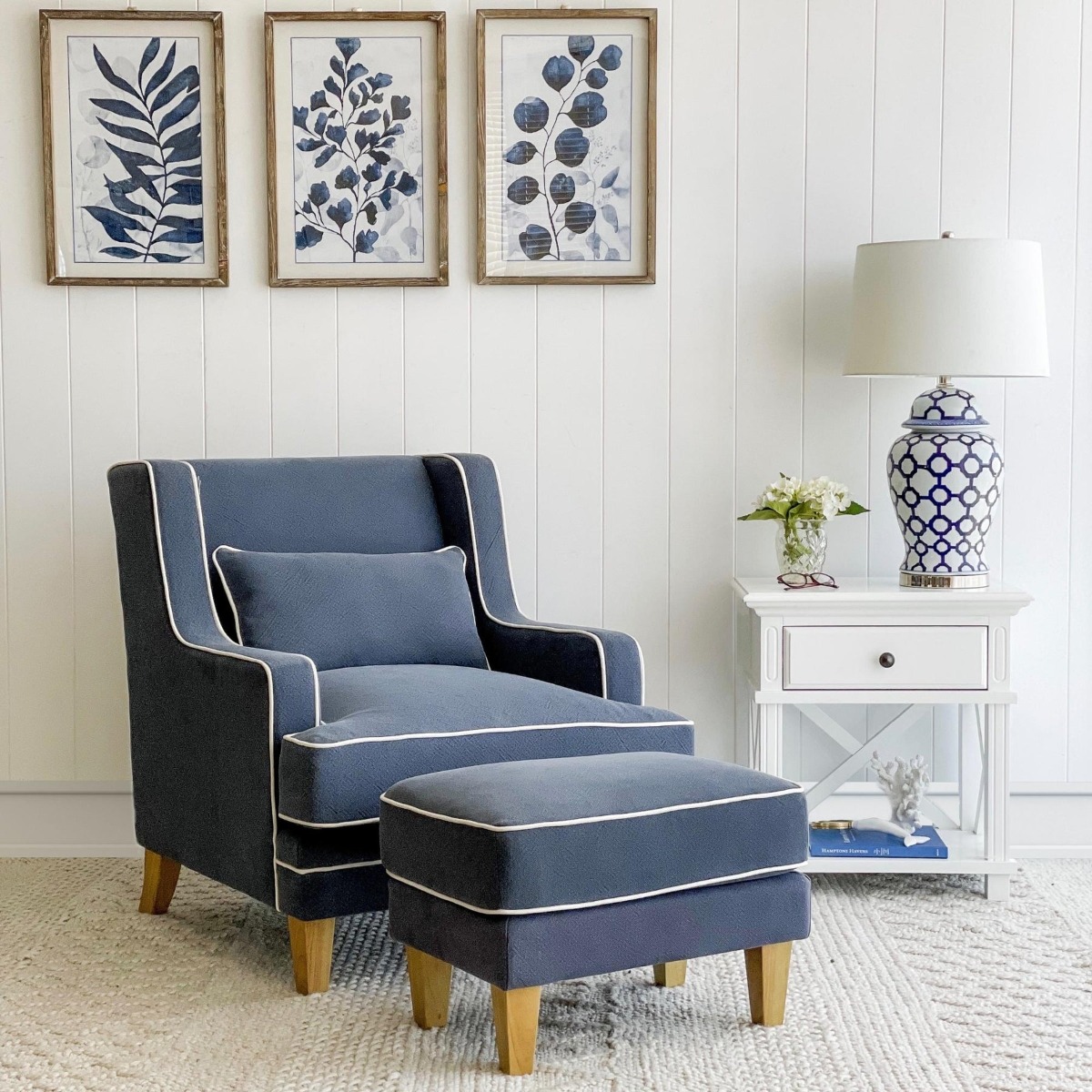 Bondi Hamptons Armchair Navy, W 92cm D 85cm H 94cm (RRP $1499) - Image 13