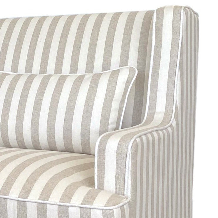 Bondi Hamptons 2 Seat Sofa Natural Stripe W/White Piping, W 155cm D 92cm H 94cm (RRP $1999) - Image 9