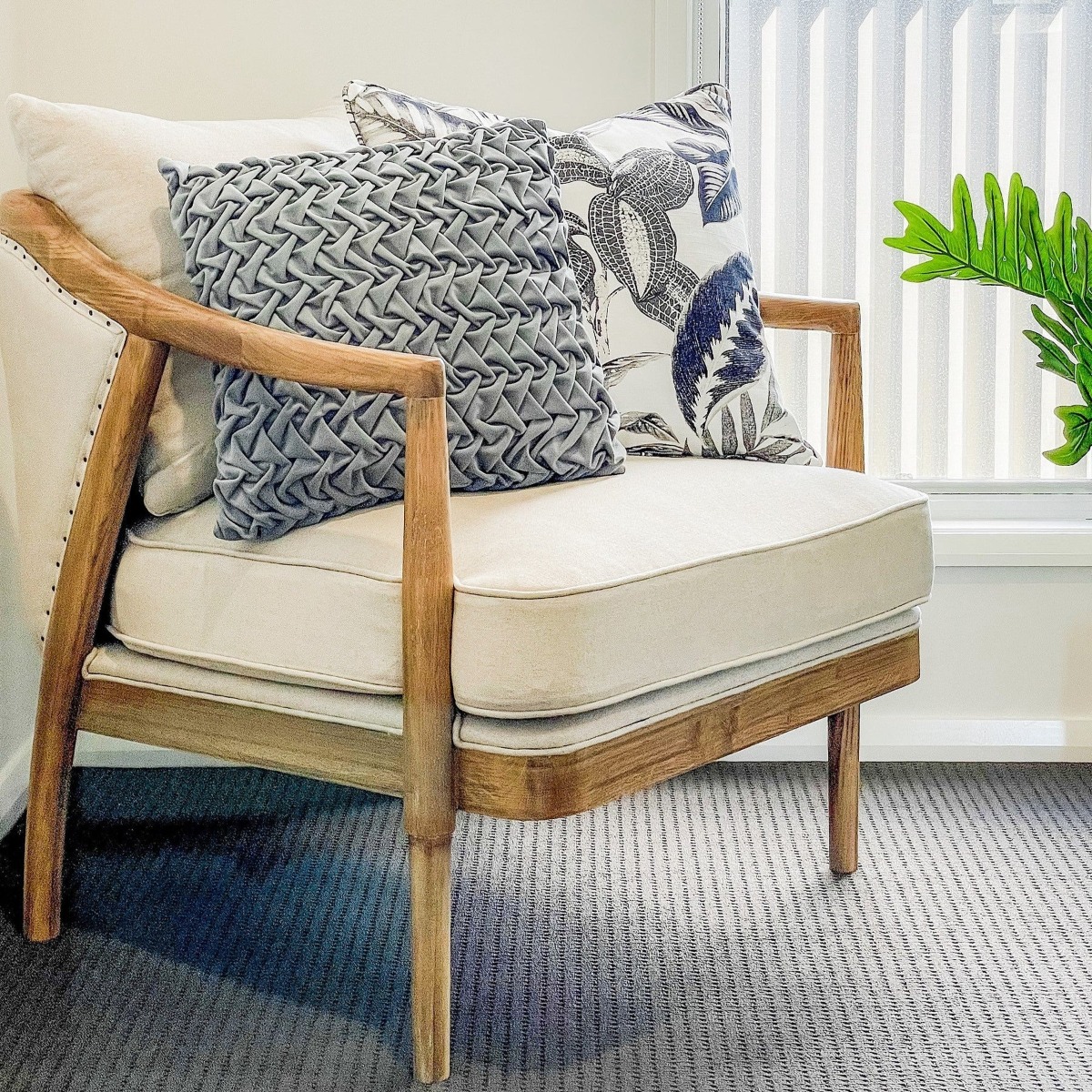 Asteria Armchair Linen Blend Natural, W 91cm D 76cm H 81cm (RRP $1299) - Image 3