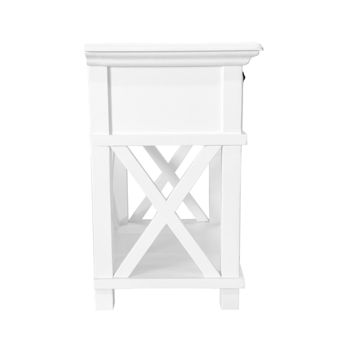 West Beach Hamptons Bedside Table W/Drawer White, W60 cm D60 cm H 65cm (RRP $499) - Image 5