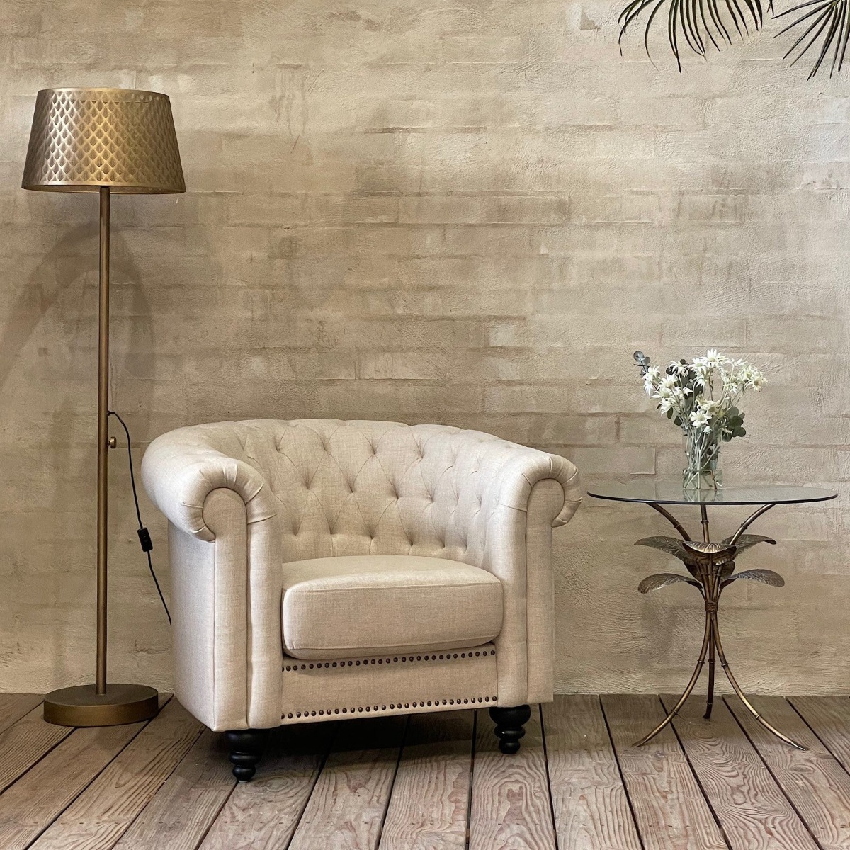 Amari Gold Leaf Side Table, W 60cm D 60cm H 60cm (RRP $349) - Image 4