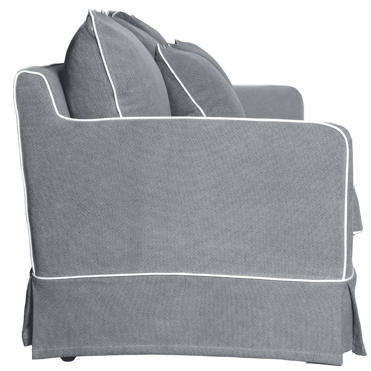 Slip Cover Only - Noosa Hamptons 1.5 Seat Sofa Grey W/White Piping, W 140cm D 91cm H 80cm (RRP $749) - Image 6