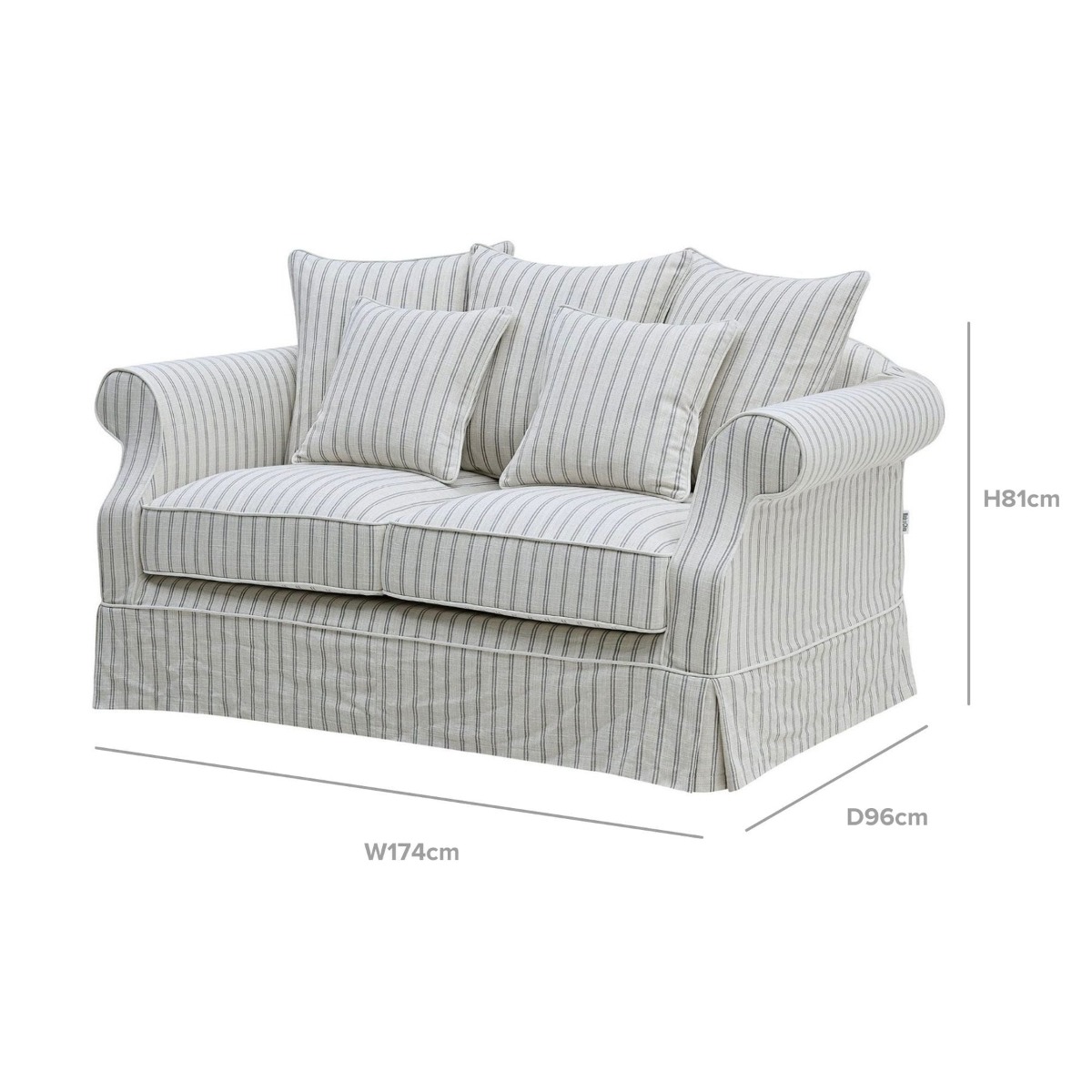 Avalon Hamptons 2 Seat Sofa Stone Stripe, W 174cm D 96cm H 81cm (RRP $2599) - Image 3