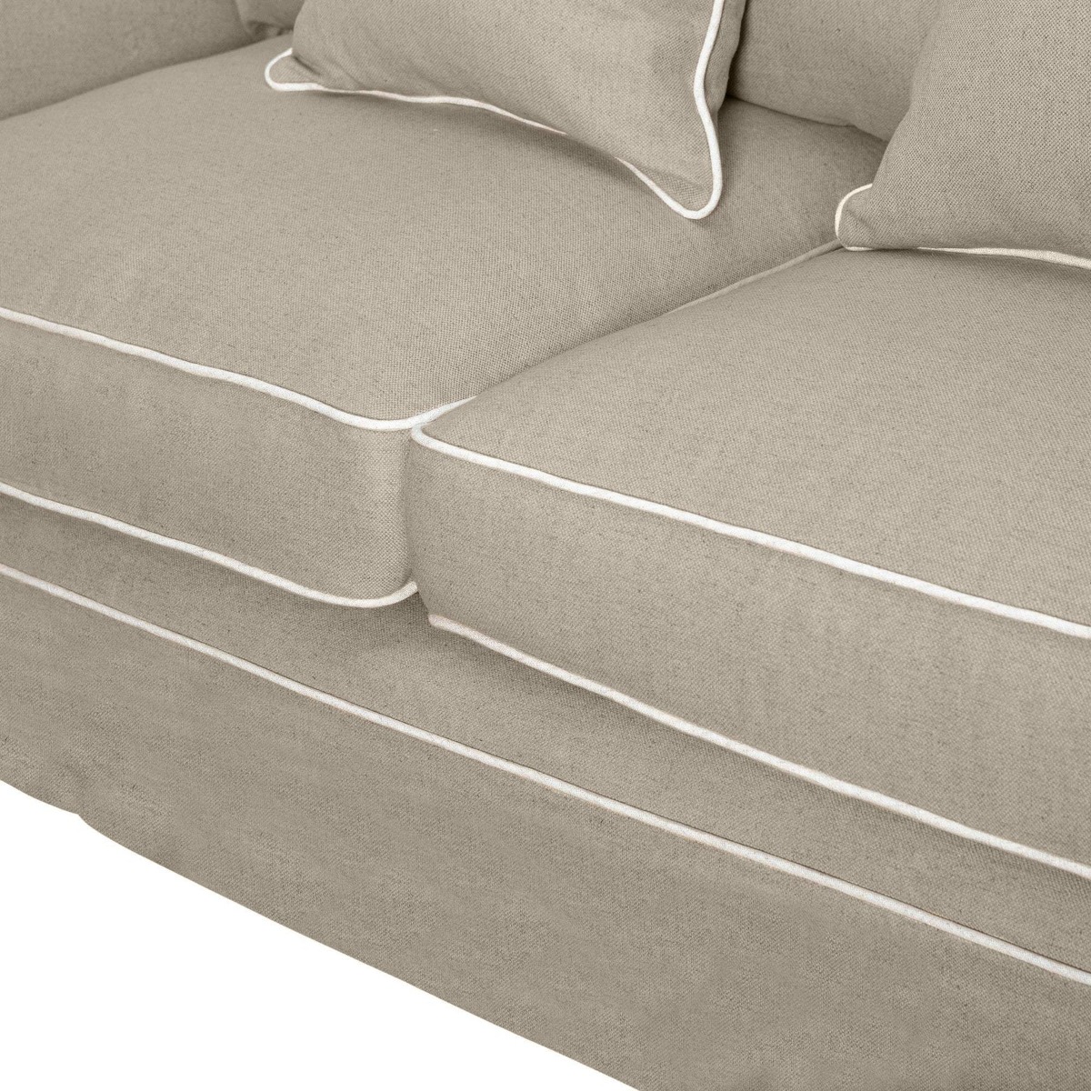 Noosa Hamptons 2 Seat Sofa Natural W/White Piping, W 170cm D 91cm H 80cm (RRP $2279) - Image 7