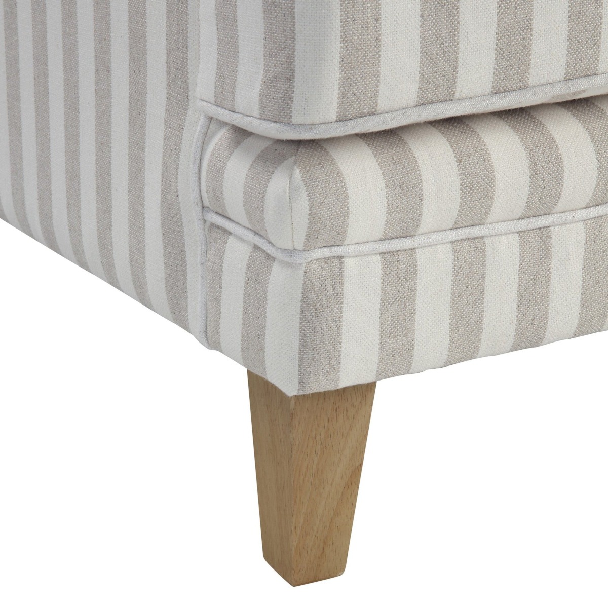 Bondi Hamptons 3 Seat Sofa Natural Stripe W/White Piping, W 215cm D 95cm H 94cm (RRP $2499) - Image 2